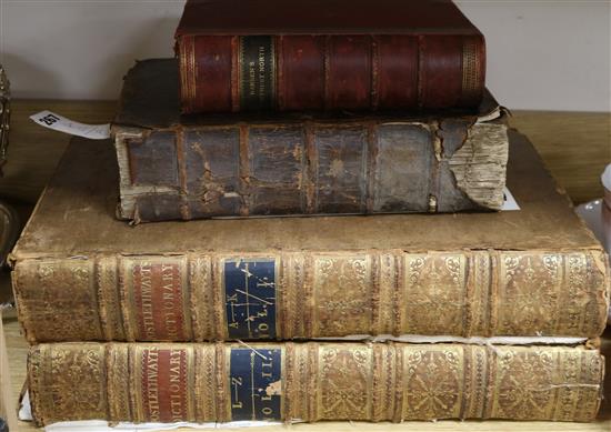 Four leatherbound books, Quakers Gospel, Nonsens Farthest North, etc